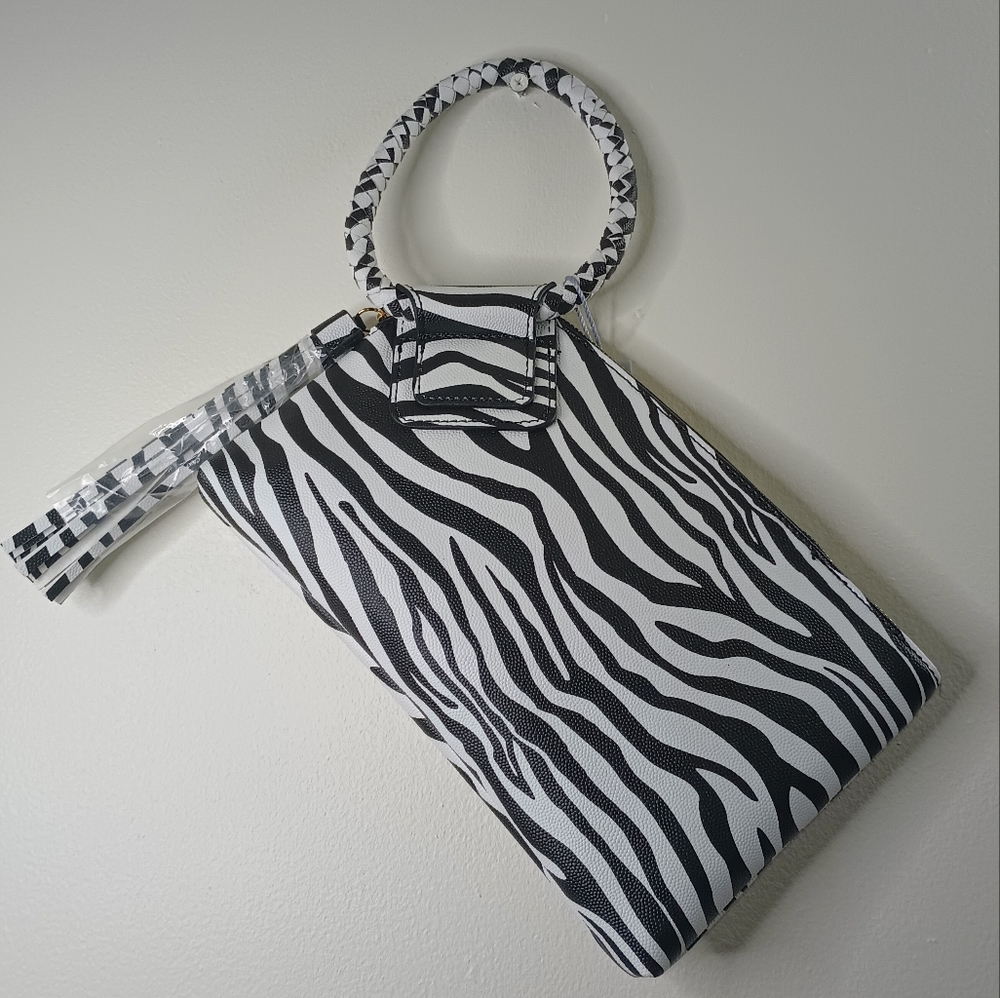 NEW - Black & White Zebra Wristlet Clutch